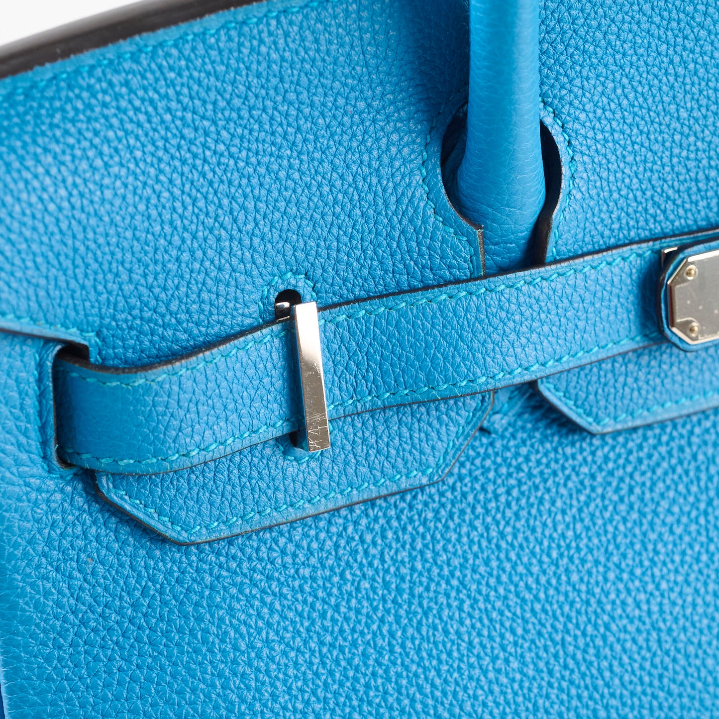 Hermes Birkin 30 Blue Zanzibar/ Malachite Verso Togo Leather PHW A Stamp