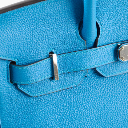 Hermes Birkin 30 Blue Zanzibar/ Malachite Verso Togo Leather PHW A Stamp