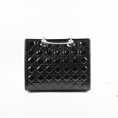Christian Dior Large Lady Dior Black Patent