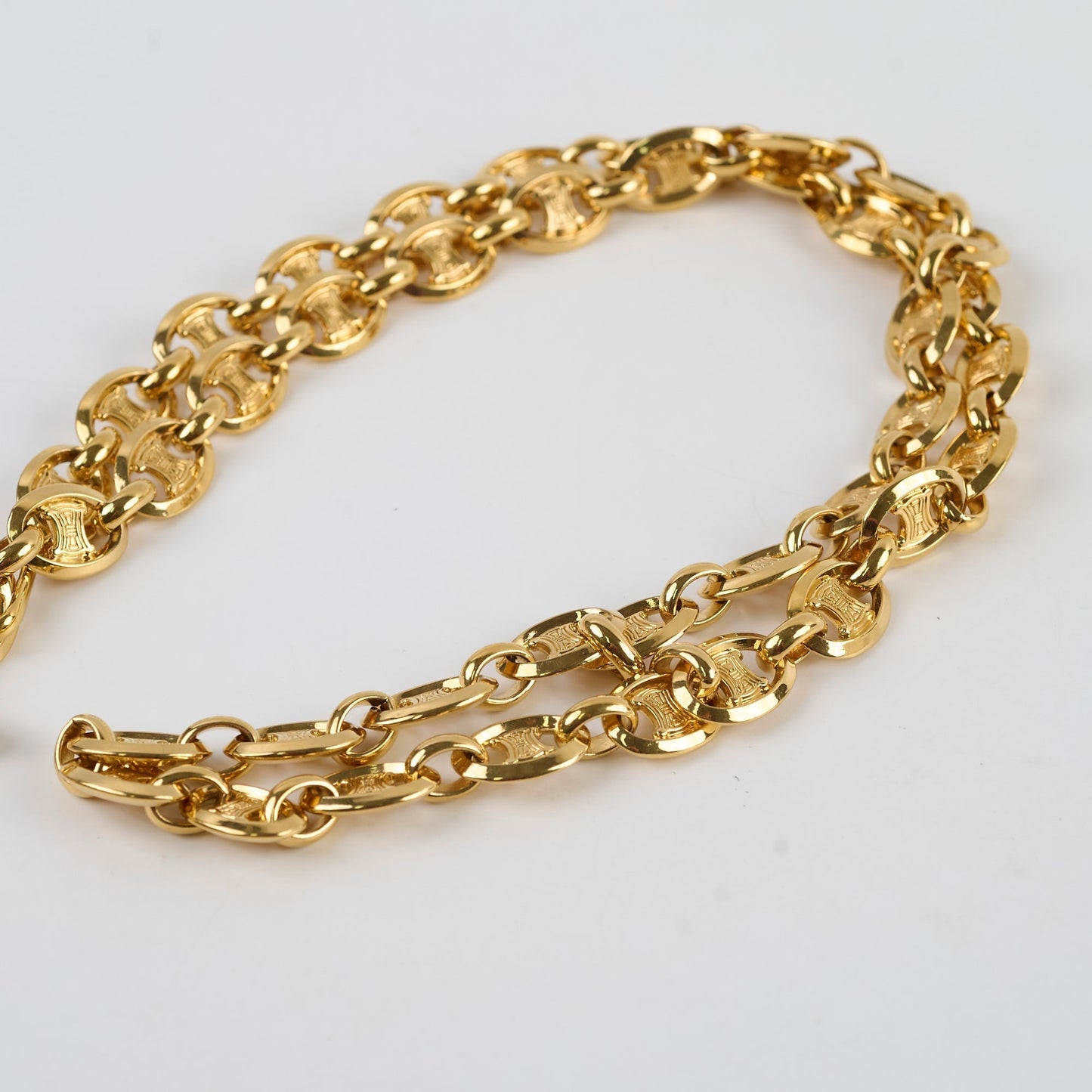 Luxury CELINE Triomphe Logo Belt Gold Size 90