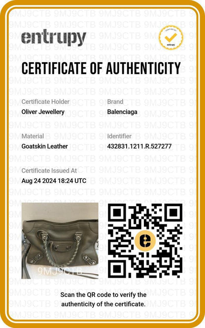 Balenciaga Taupe Chevre Leather Small Metallic Edge City Bag