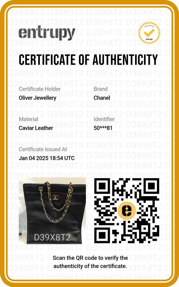 Chanel Vintage Black Caviar Leather CC Shopping Tote