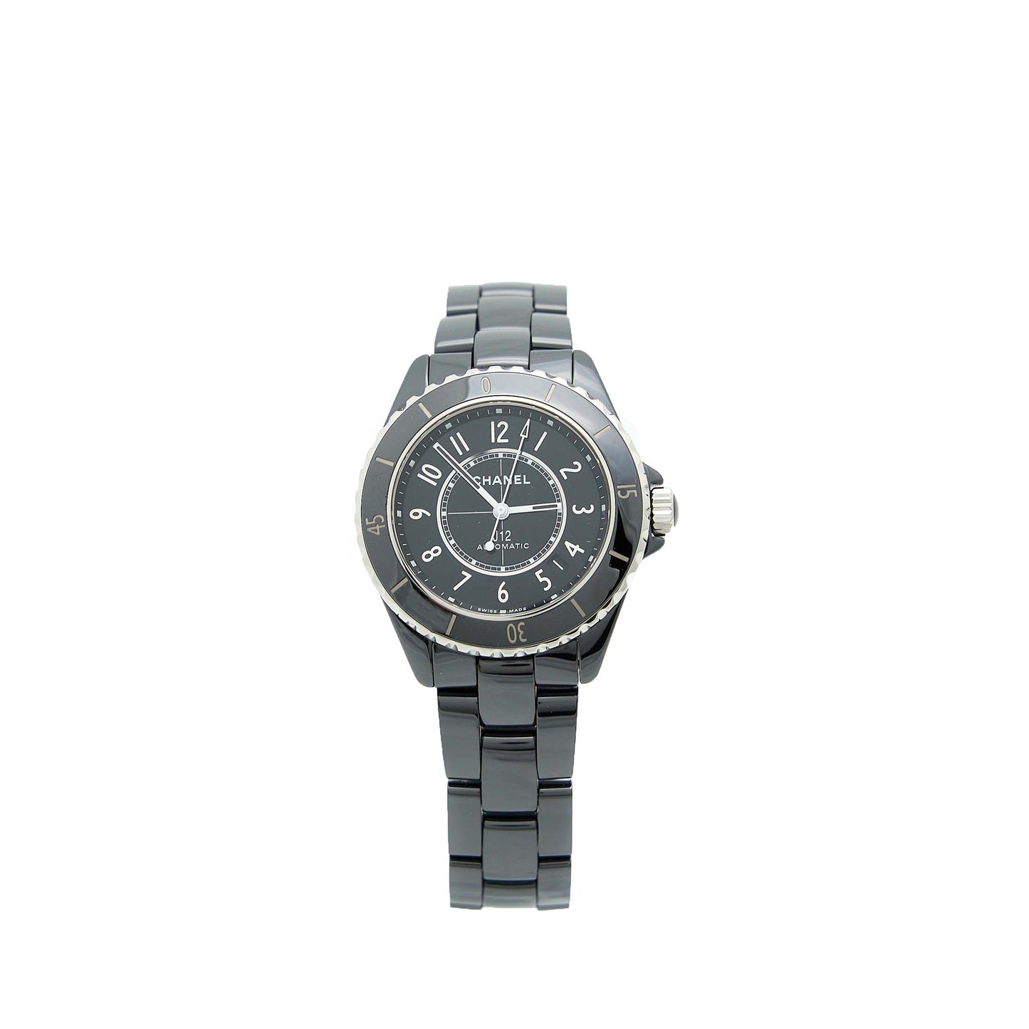 Chanel J12 Watch Calibre 12.1 38MM Black Ceramic/Steel Black Dial H5697