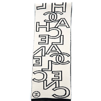Chanel Double Side Letter/CC Scarf Wool/Cashmere Black/White