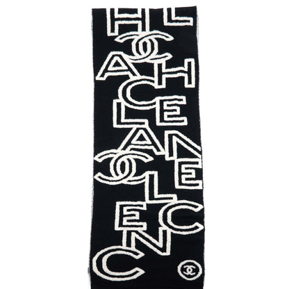 Chanel Double Side Letter/CC Scarf Wool/Cashmere Black/White