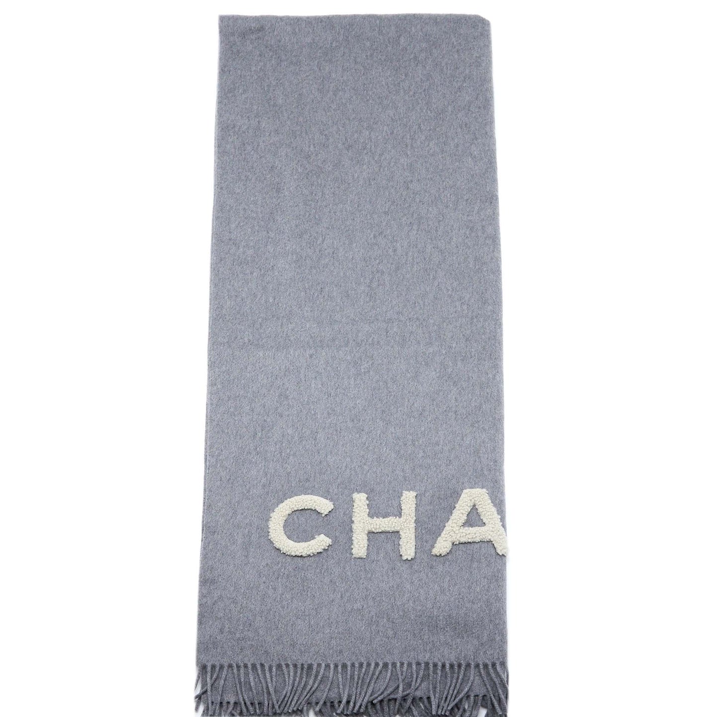 Chanel CC Logo/Letter Scarf/Shawl Cashmere Grey/White