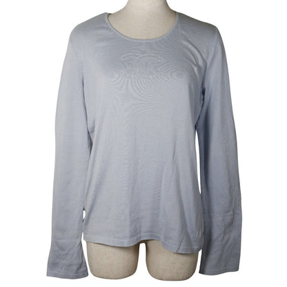 CHANEL knit P25278V01765 cotton light blue COCO Mark Women 46