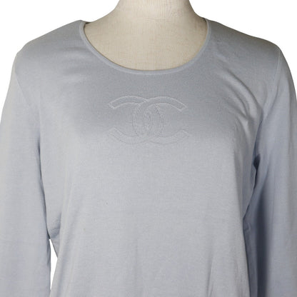 CHANEL knit P25278V01765 cotton light blue COCO Mark Women 46