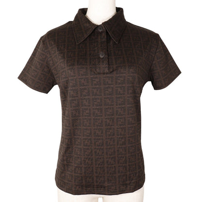 FENDI Short sleeve polo shirt Rayon Brown Zucca Women 42
