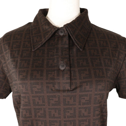 FENDI Short sleeve polo shirt Rayon Brown Zucca Women 42