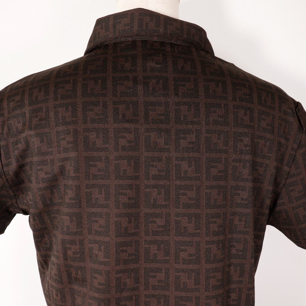 FENDI Short sleeve polo shirt Rayon Brown Zucca Women 42