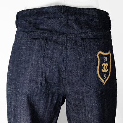 CHANEL Denim pants P25298V16033 cotton Indigo 05C Wappen Women 42