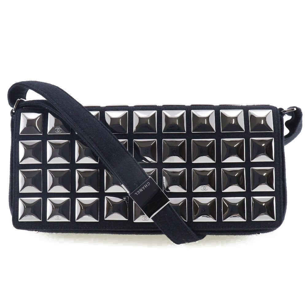 CHANEL Shoulder Bag cotton black Ice cube Chocolate bar Women