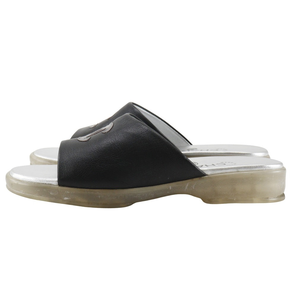 CHANEL Sandals leather black COCO Mark 36