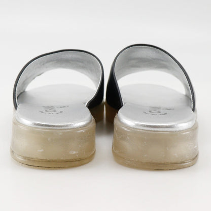 CHANEL Sandals leather black COCO Mark 36