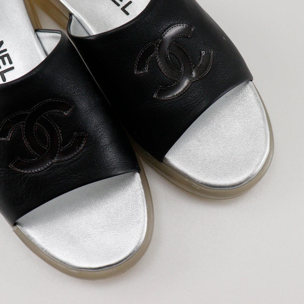CHANEL Sandals leather black COCO Mark 36