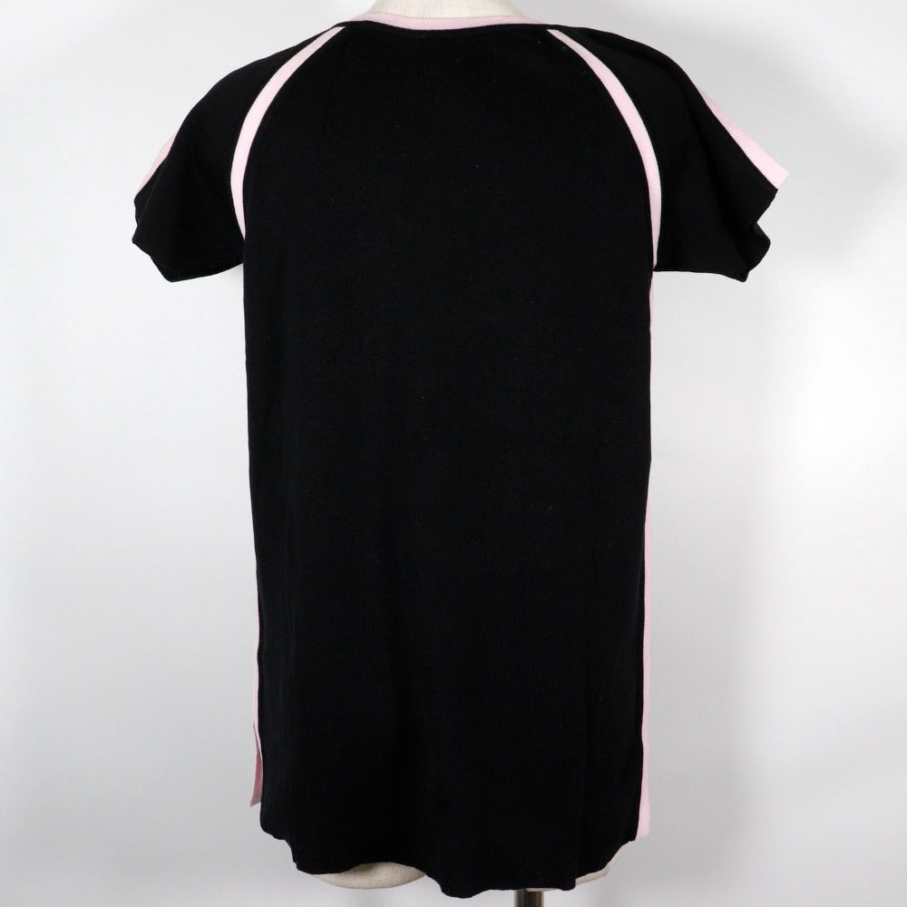 CHANEL Short sleeve shirt P21361V01278 cotton Black / pink Summer knit Sports line Women 44