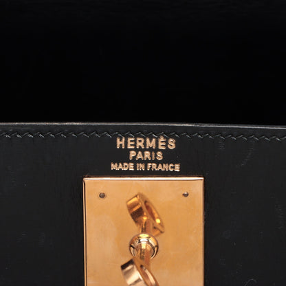 Hermes Kelly 28 Black Box Leather Circle L Stamp
