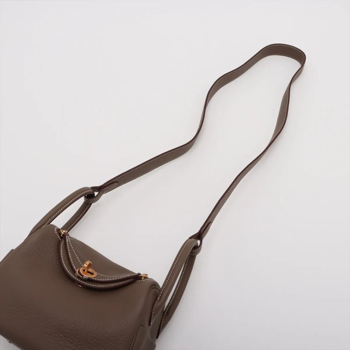 Hermes Mini Lindy Clemence Etoupe W Stamp