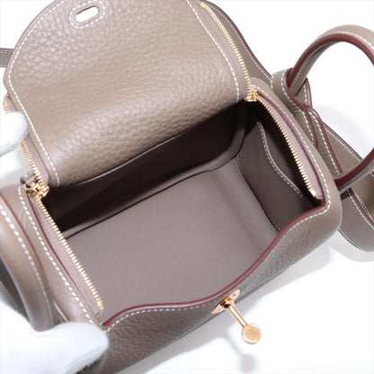 Hermes Mini Lindy Clemence Etoupe W Stamp