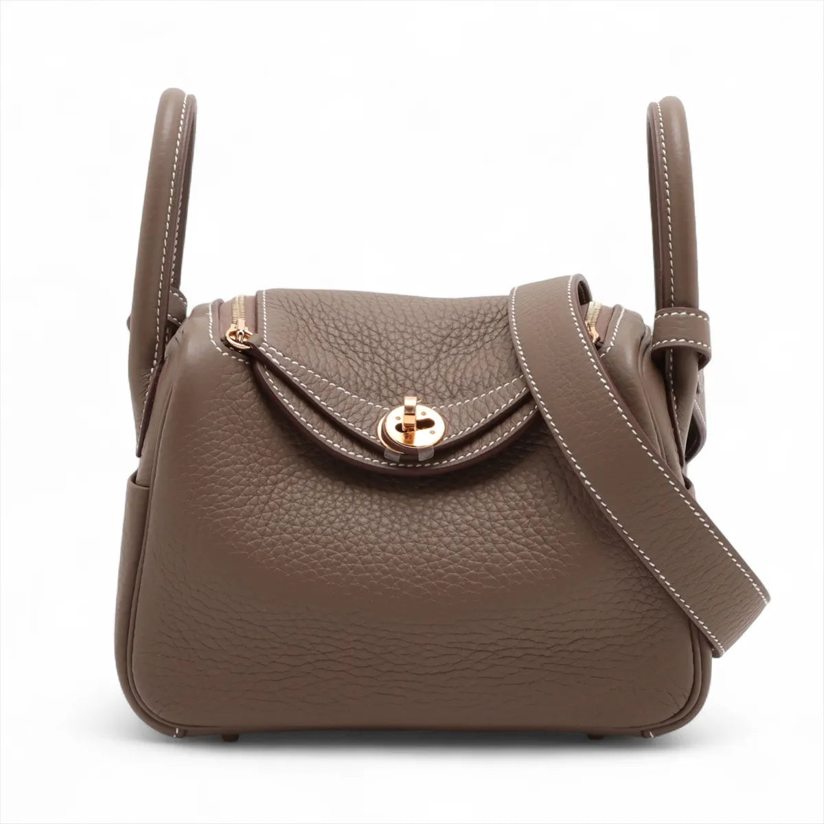 Hermes Mini Lindy Clemence Etoupe W Stamp