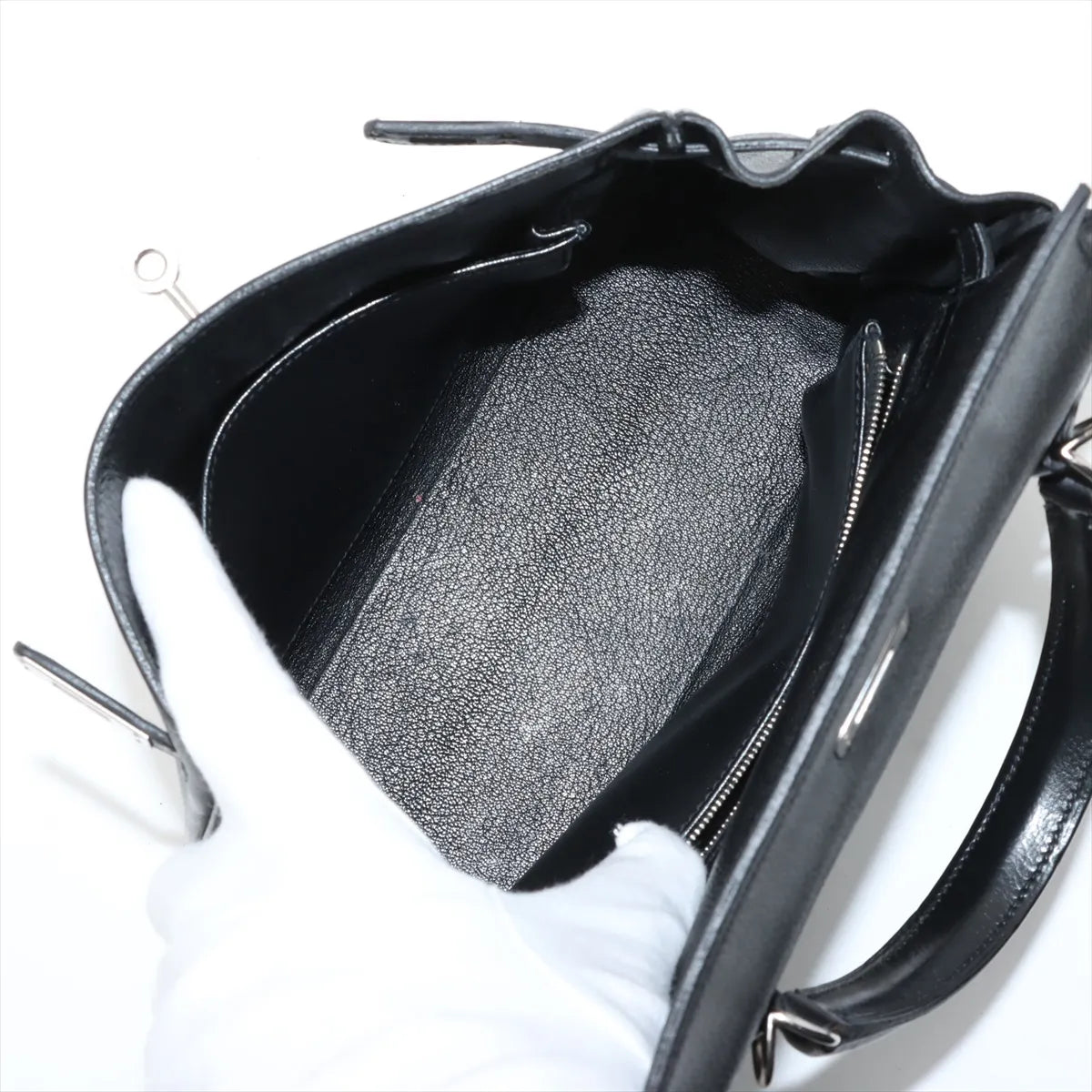 Hermes Kelly 25 Noir Everglain PHW - Stamp J Square