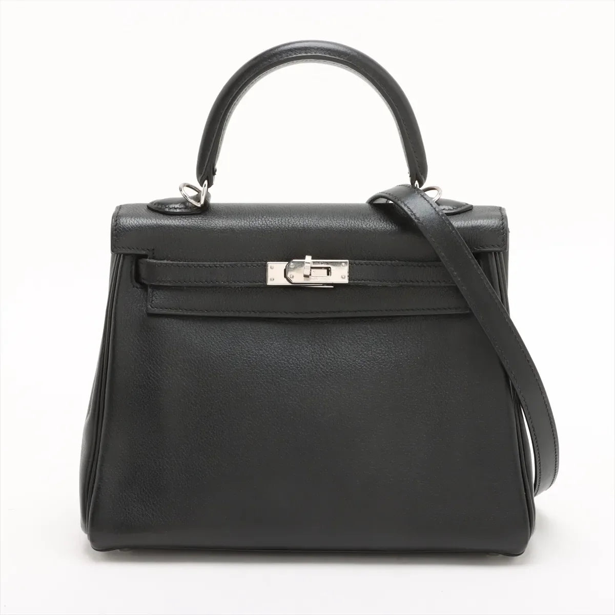 Hermes Kelly 25 Noir Everglain PHW - Stamp J Square