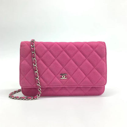 Chanel Wallet on Chain Classic Flap Fuchsia Caviar Leather