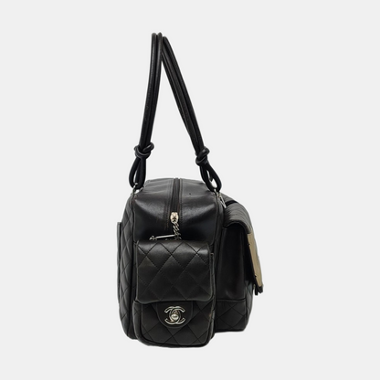 Chanel Cambon Large Dark Brown Calfskin Leather Double Strap Handbag