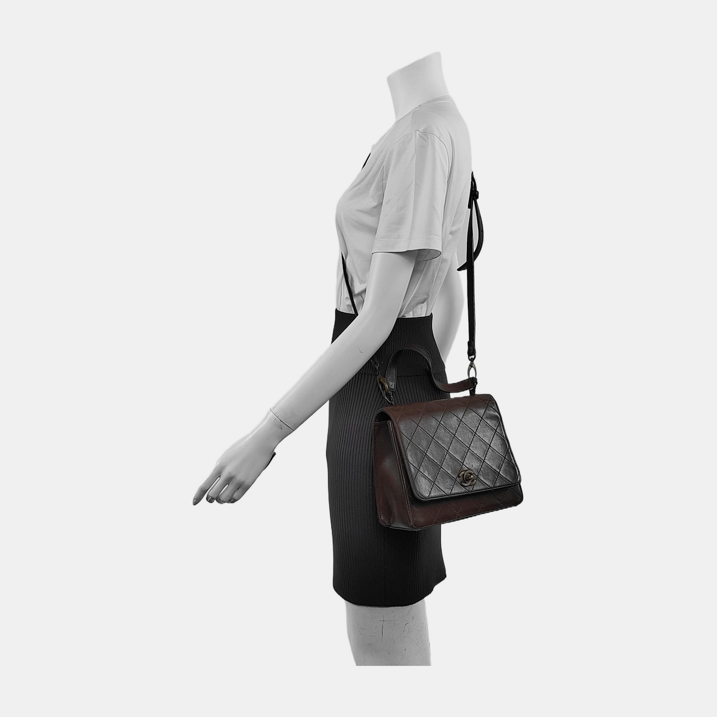 Chanel Kelly Vintage Brown Calfskin Leather Top Handle Bag