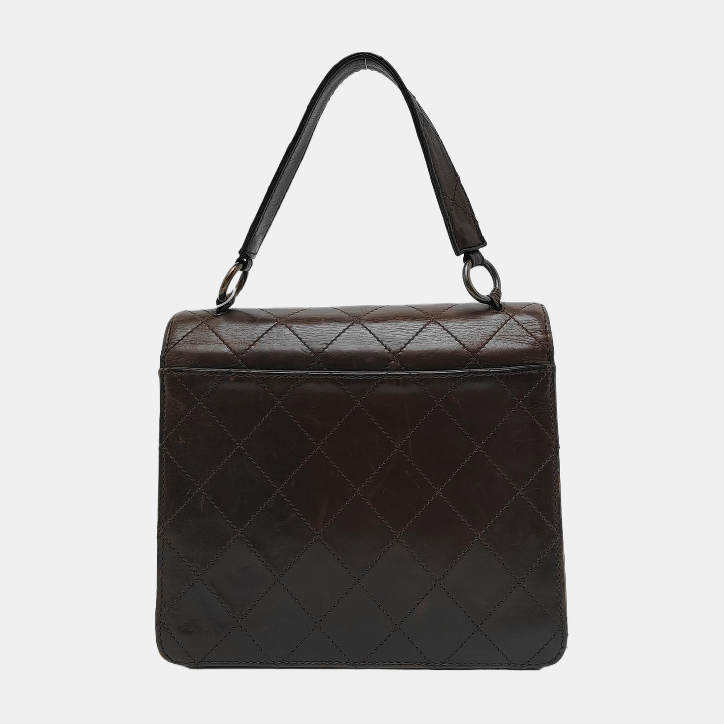 Chanel Kelly Vintage Brown Calfskin Leather Top Handle Bag