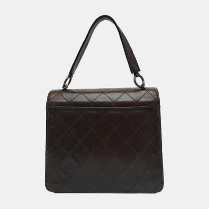 Chanel Kelly Vintage Brown Calfskin Leather Top Handle Bag