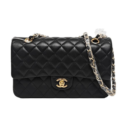Chanel Timeless Classic Flap Medium Black Lambskin Leather Gold Hardware