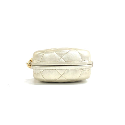 Chanel Kiss Lock Clasp Bag Super Mini Gold Lambskin Leather Crossbody Bag