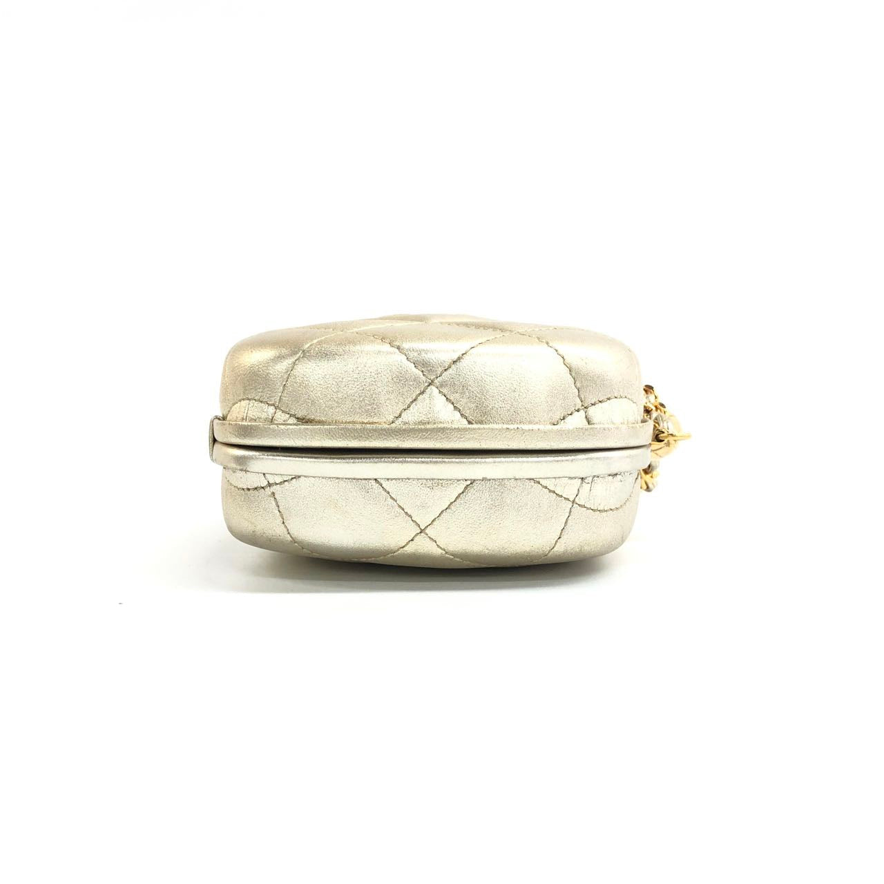 Chanel Kiss Lock Clasp Bag Super Mini Gold Lambskin Leather Crossbody Bag