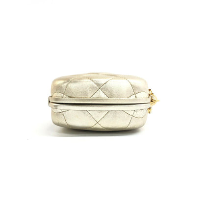 Chanel Kiss Lock Clasp Bag Super Mini Gold Lambskin Leather Crossbody Bag
