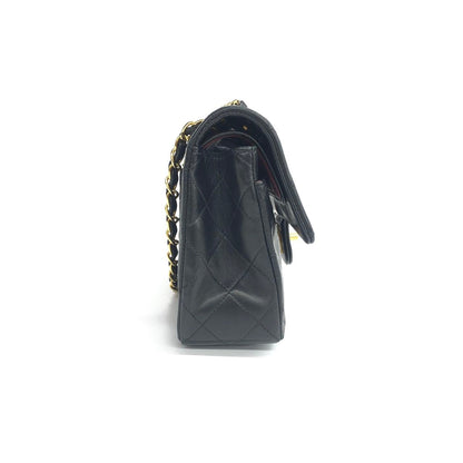 Chanel Vintage Classic Flap Small Black Lambskin Leather Double Flap 24k Gold Hardware