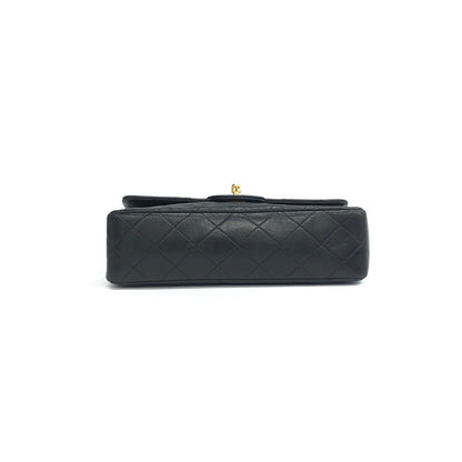 Chanel Vintage Classic Flap Small Black Lambskin Leather Double Flap 24k Gold Hardware