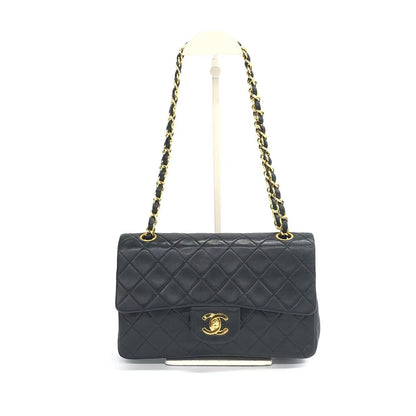 Chanel Vintage Classic Flap Small Black Lambskin Leather Double Flap 24k Gold Hardware