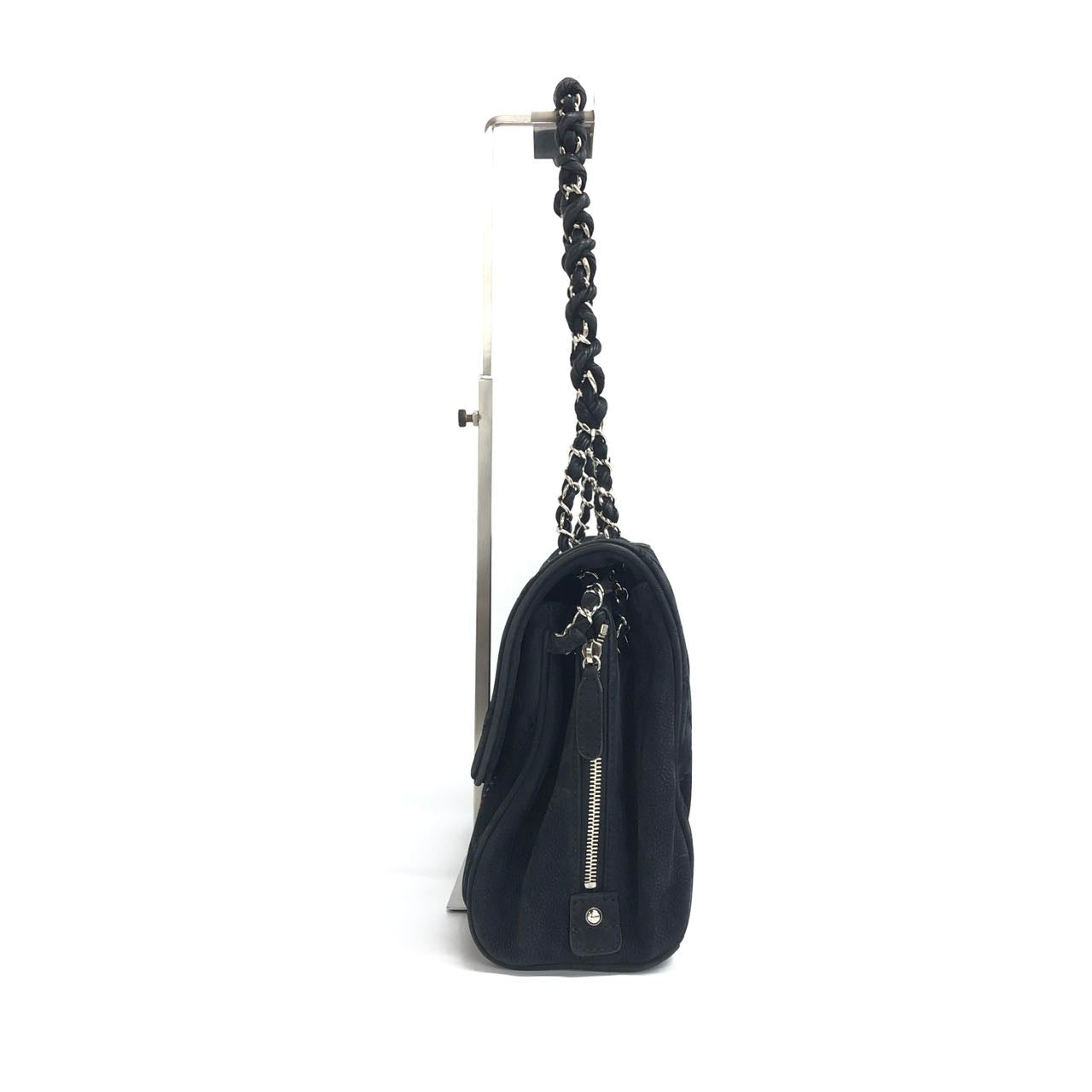 Chanel Nubuck Suede Darjeeling Flap Bag Ultimate Stitch Black Jumbo Bag