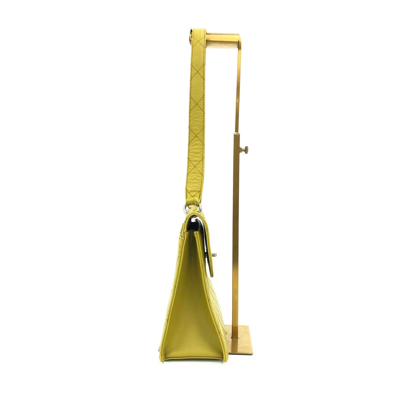Chanel Vintage Kelly Flap Bag Yellow Caviar Leather 24k Gold Hardware 1997-1999
