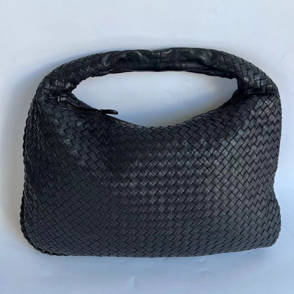 Bottega Veneta Veneta Intrecciato Hobo Bag Medium Black Leather 47cm