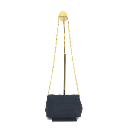 Chanel Vintage Black Fabric Flap Bag with Woven Gold Chain Strap
