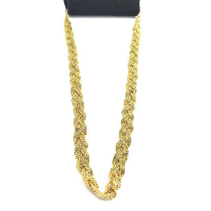Chanel Vintage Black Fabric Flap Bag with Woven Gold Chain Strap