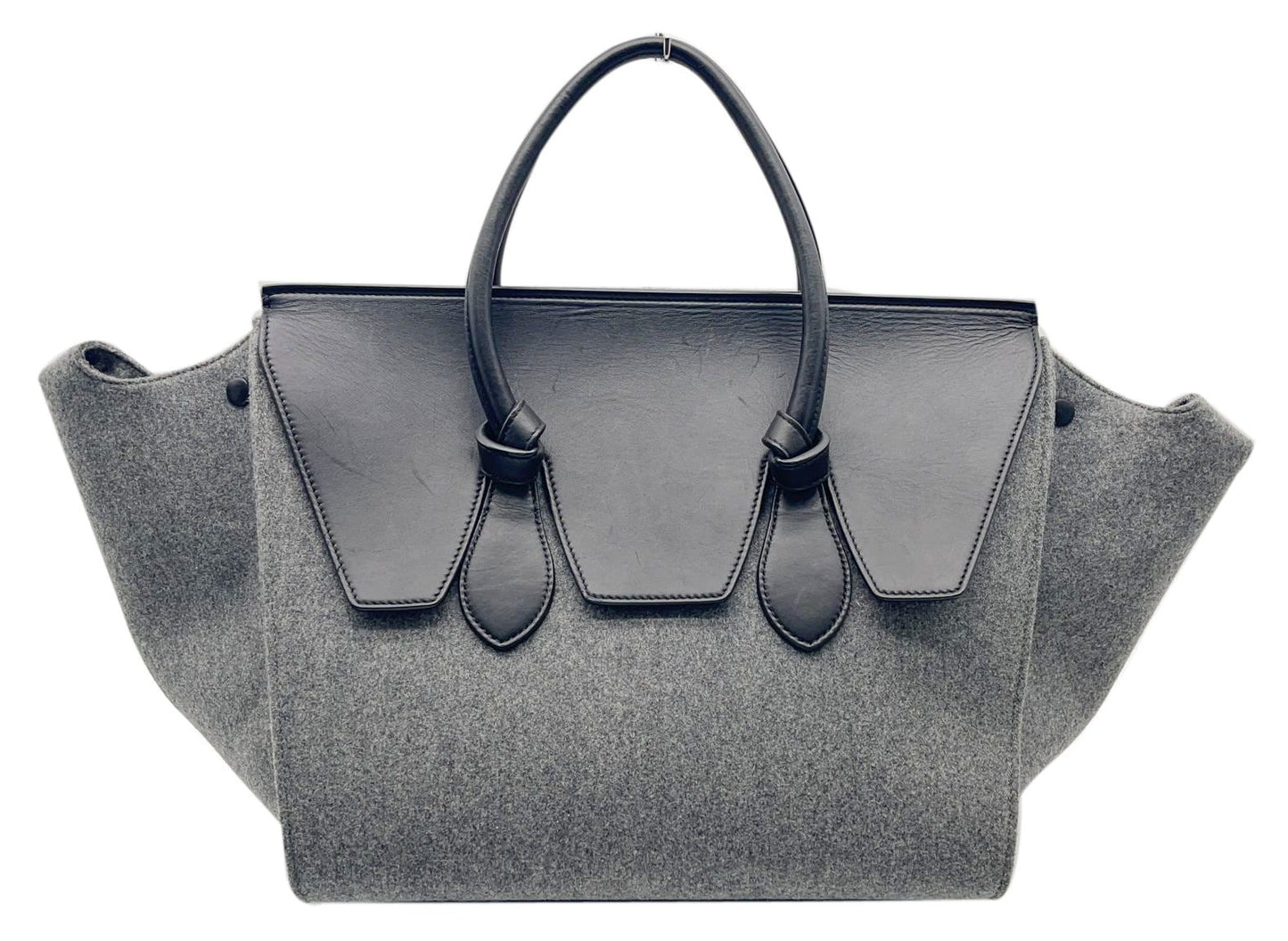 CELINE Tie Knot Felt Calfskin Tote Bag Grey/Black