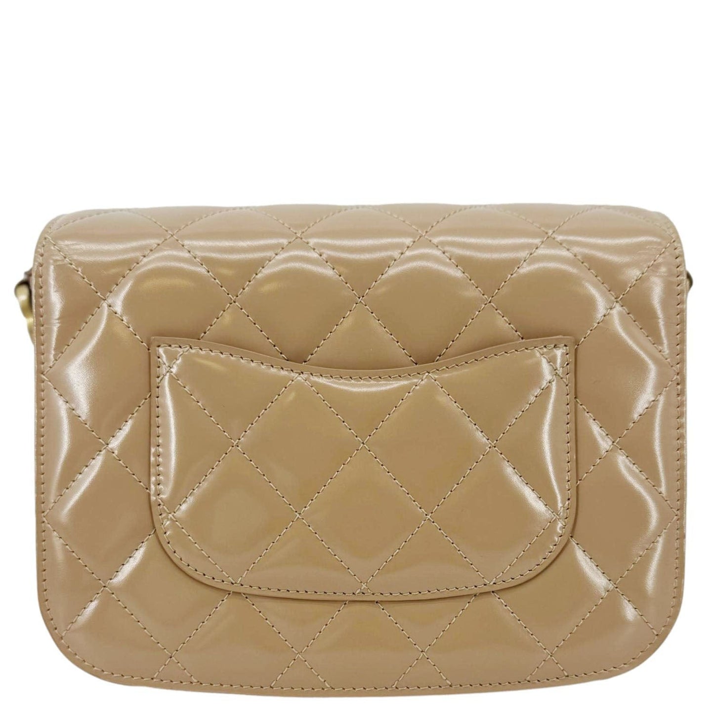 CHANEL My Sweet CC Shiny Quilted Calfskin Leather Shoulder Bag Beige