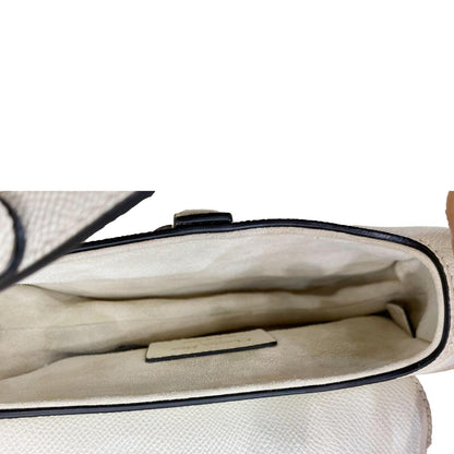 CHRISTIAN DIOR Saddle Leather Satchel Shoulder Bag Off White