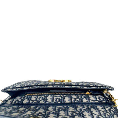 CHRISTIAN DIOR 30 Montaigne Oblique Jacquard Crossbody Clutch Bag Navy Blue