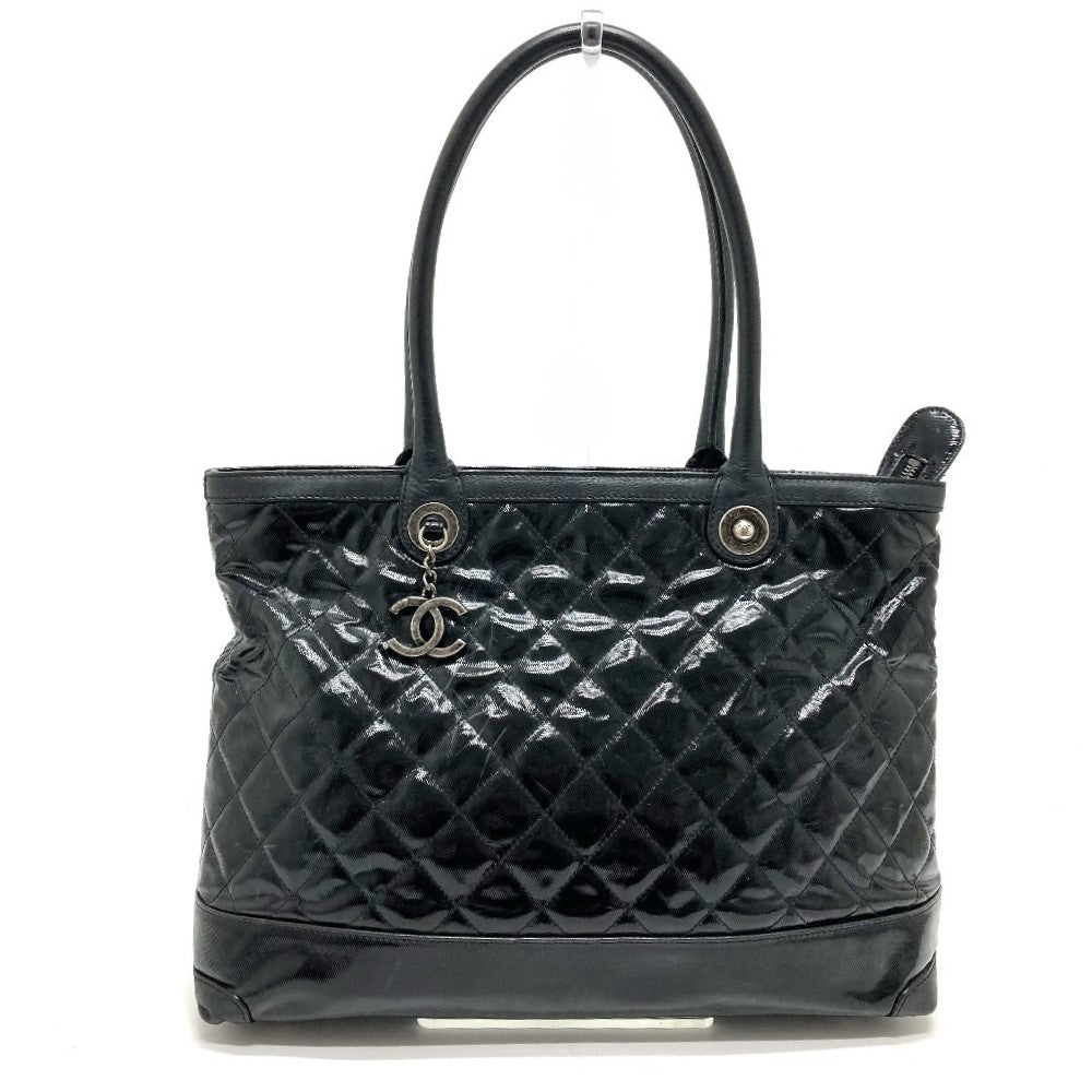 CHANEL Tote Bag Bag Shoulder Semi-Shoulder CC COCO Mark charm Matrasse Enamel / leather black Women