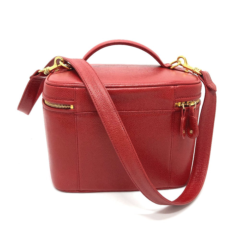 CHANEL Shoulder Bag Caviar skin Red CC COCO Mark Vanity bag handbag